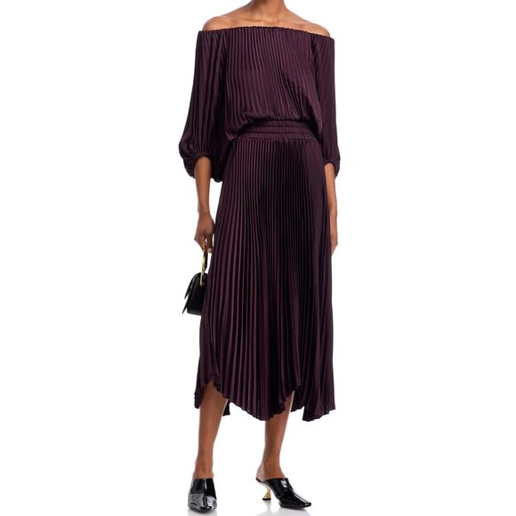 A.L.C. Sienna Pleated Off-the-Shoulder Dress - Picture 1 of 5